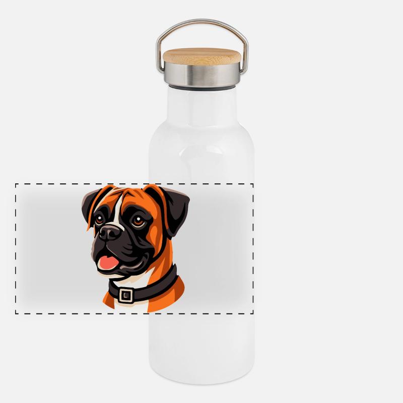 Portrait de chien boxeur expressif Gourde isotherme avec bouchon en bambou