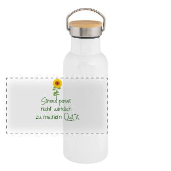 Statement-Design-Handwriting-on-Women'sCut with a  - Panorama Thermosflasche mit Bambusdeckel - Weiß - Vorne