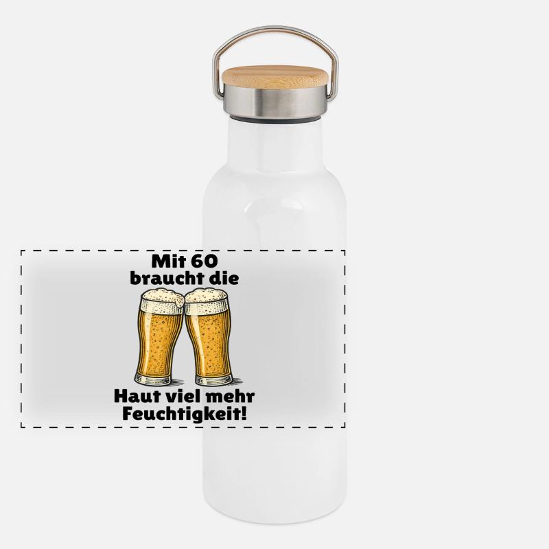 Männer 60. Geburtstag Bier Spruch Panorama Thermosflasche mit Bambusdeckel
