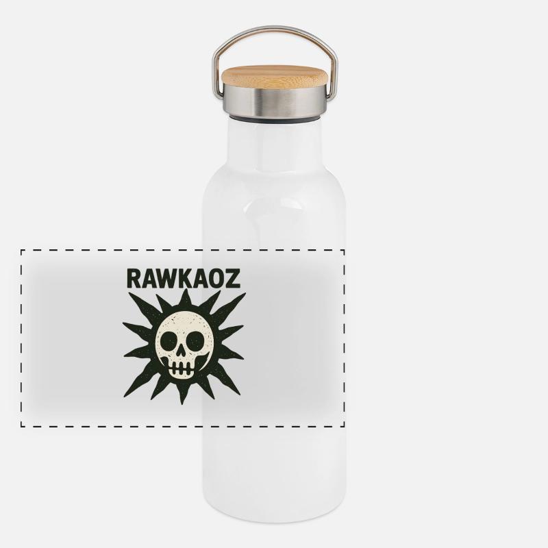 Rawkaoz Skull Sonnenlogo Panorama Thermosflasche mit Bambusdeckel