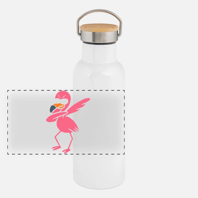 Dancing Flamingo Dabbing Gourde isotherme avec bouchon en bambou