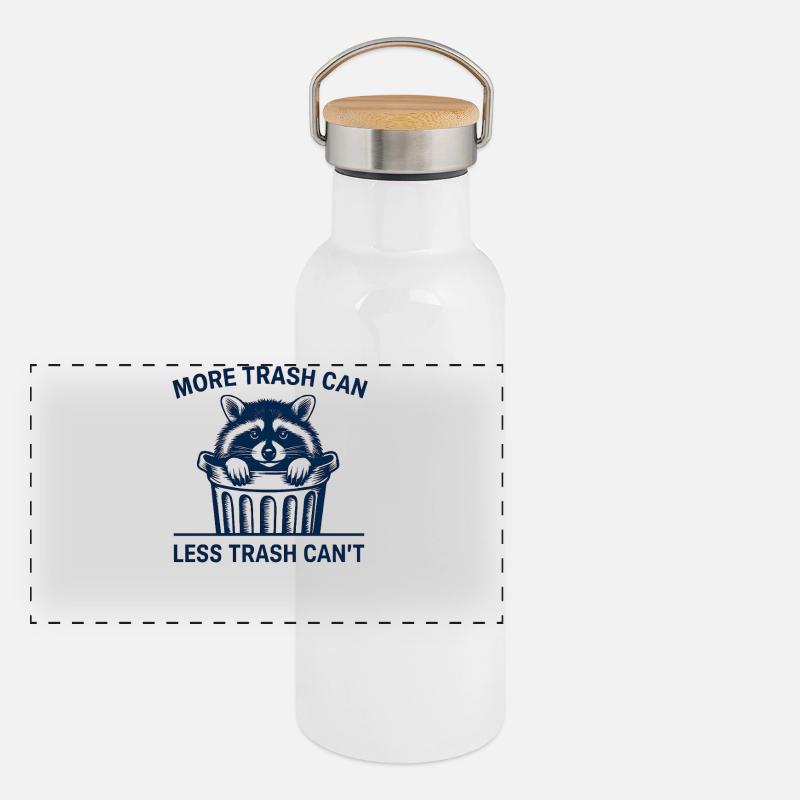 Waschbär Spruch Müll Humor Lustig Geschenkidee Panorama Thermosflasche mit Bambusdeckel