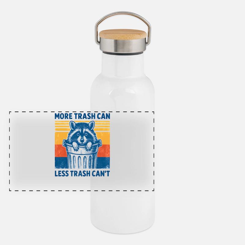 Waschbär Spruch Müll Humor Lustig Geschenkidee Panorama Thermosflasche mit Bambusdeckel