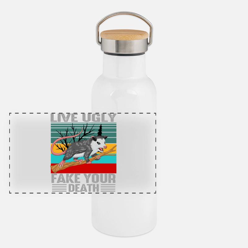 Opossum Panorama Thermosflasche mit Bambusdeckel
