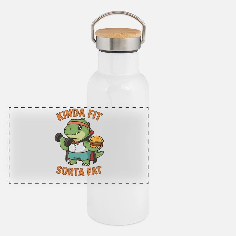 Kinda Fit Sorta Fat Drôle Gym Mignon Hippopotame Rétro Gourde isotherme avec bouchon en bambou