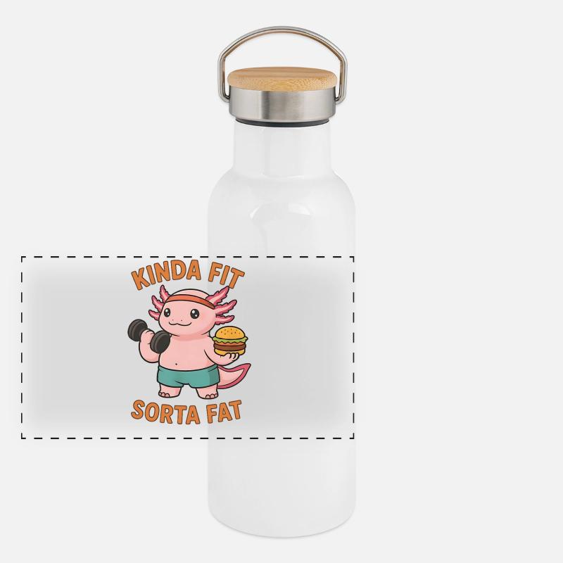 Kinda Fit Sorta Fat Drôle Gym Mignon Hippopotame Rétro Gourde isotherme avec bouchon en bambou