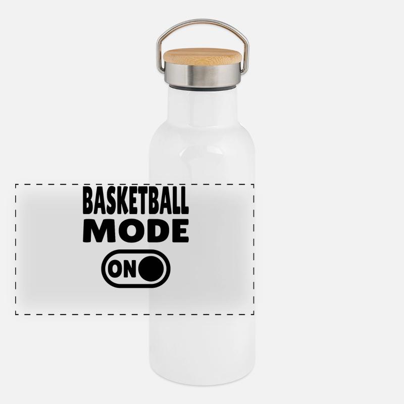 Mode basket-ball activé – Conception des joueurs et des supporters Gourde isotherme avec bouchon en bambou