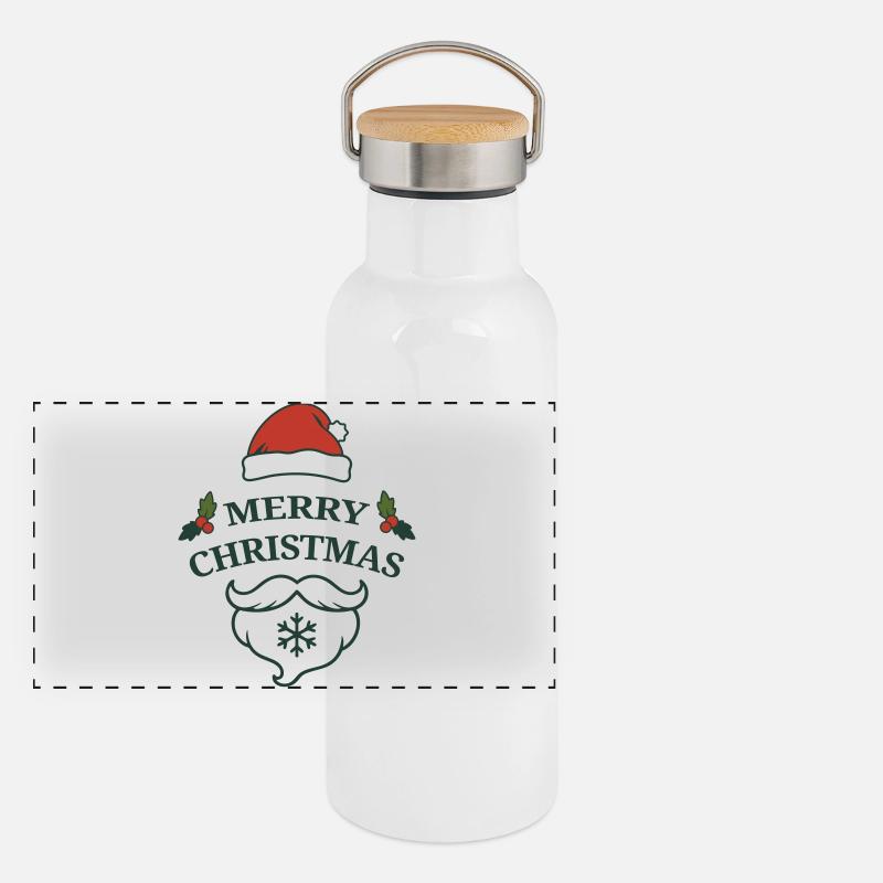Joyeux Noël Conception du chapeau de Père Noël | Noël Gourde isotherme avec bouchon en bambou