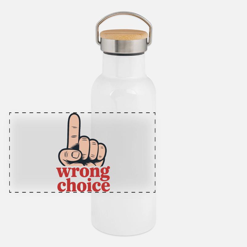 Mutiges Handgesten-Motivationsdesign Panorama Thermosflasche mit Bambusdeckel