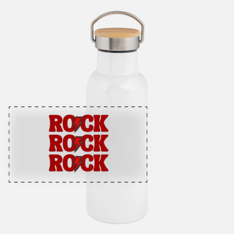 ROCK Three Red Logos Panoramic Thermal Bottle with Bamboo Lid
