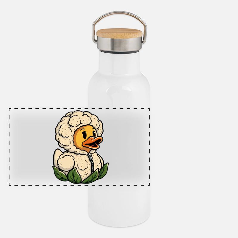 Canard en caoutchouc en forme de chou-fleur Canard en caoutchouc qui couine Canard en caoutchouc Gourde isotherme avec bouchon en bambou