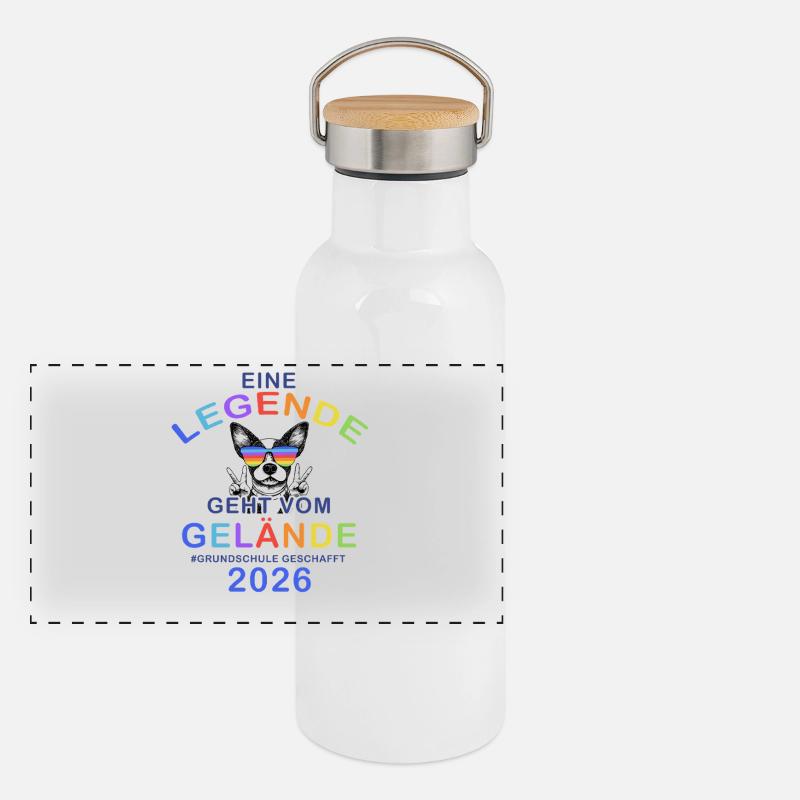 École primaire Légende de la balustrade 2026 Gourde isotherme avec bouchon en bambou