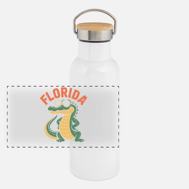 Florida Alligator Panorama Thermosflasche mit Bambusdeckel