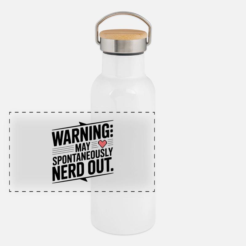 Warning May Spontaneously Nerd Out Panoramic Thermal Bottle with Bamboo Lid