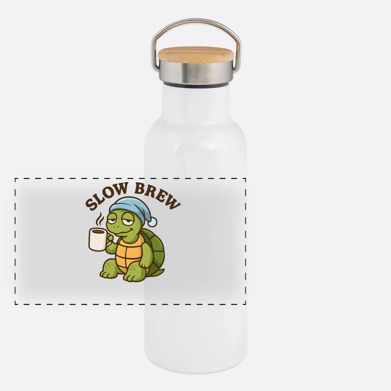 Slow Brew – Drôle de tortue Gourde isotherme avec bouchon en bambou