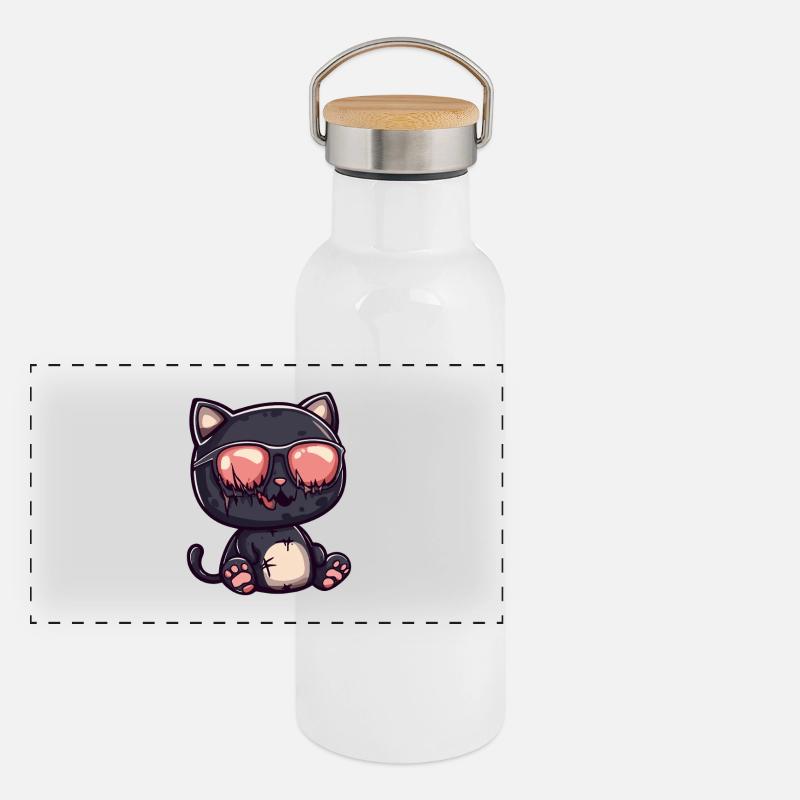 Chill cat vampire with sunglasses Panoramic Thermal Bottle with Bamboo Lid