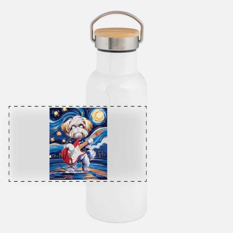 Maltais de la nuit étoilée Gourde isotherme avec bouchon en bambou