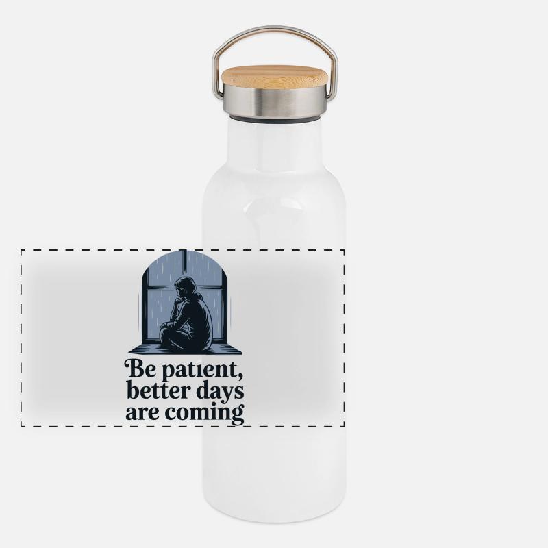 Reflective Solitude Rainy Day Design Panoramic Thermal Bottle with Bamboo Lid