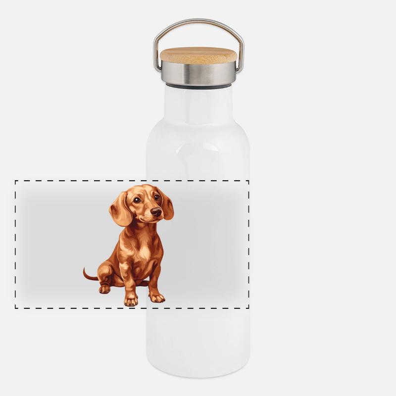 Conception de teckel de haute qualité pour les amoureux des animaux Gourde isotherme avec bouchon en bambou