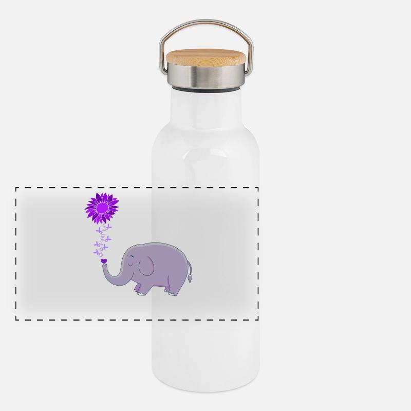 Cute Elephant Flower Magic Panoramic Thermal Bottle with Bamboo Lid