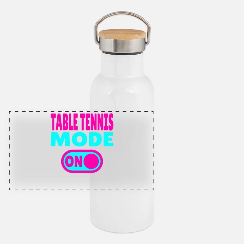 Mode tennis de table activé – Style de vie ping-pong Gourde isotherme avec bouchon en bambou