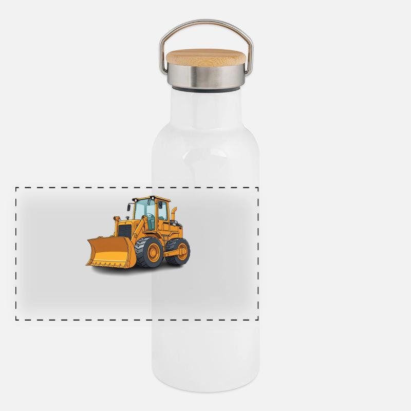 Conception de construction robuste pour bulldozer Gourde isotherme avec bouchon en bambou