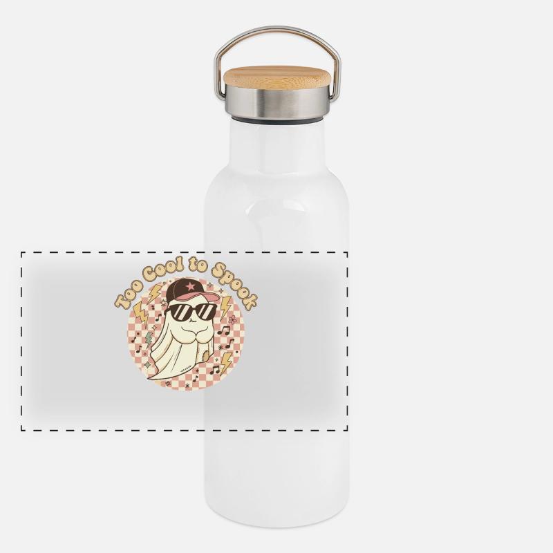 Cooler Geist mit too cool to spook Panorama Thermosflasche mit Bambusdeckel