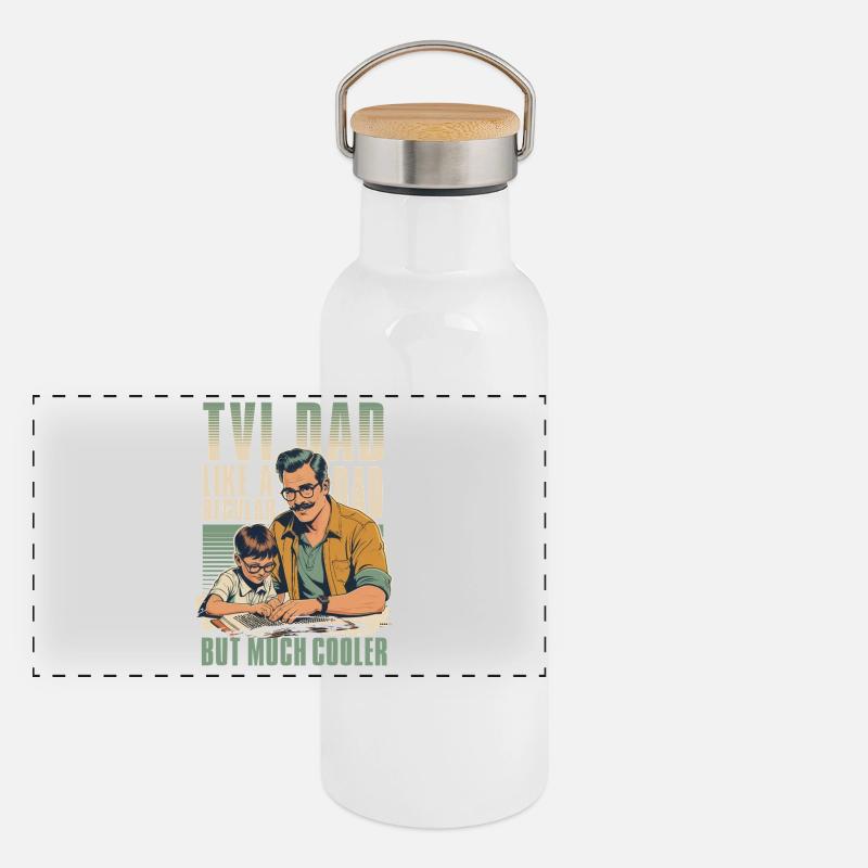 Braille Lehrer Blindenschrift Punktum Panorama Thermosflasche mit Bambusdeckel