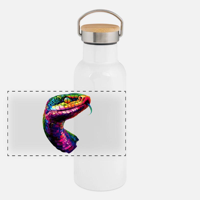 snake, python, cobra, rattlesnake, snakes Panoramic Thermal Bottle with Bamboo Lid