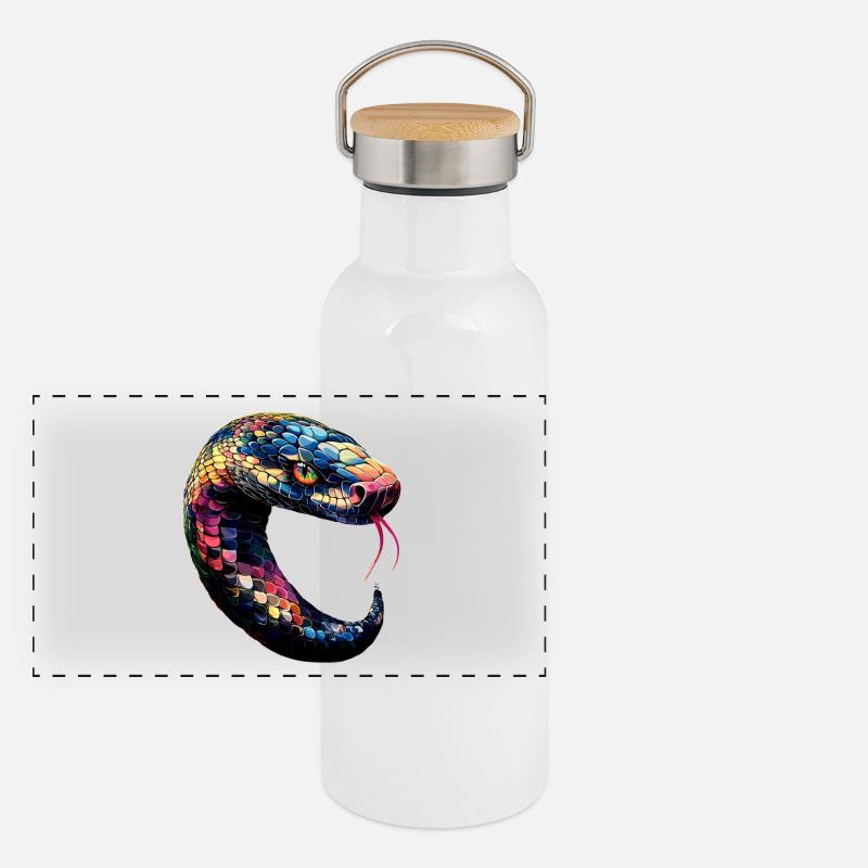 snake, python, cobra, rattlesnake, snakes Panoramic Thermal Bottle with Bamboo Lid