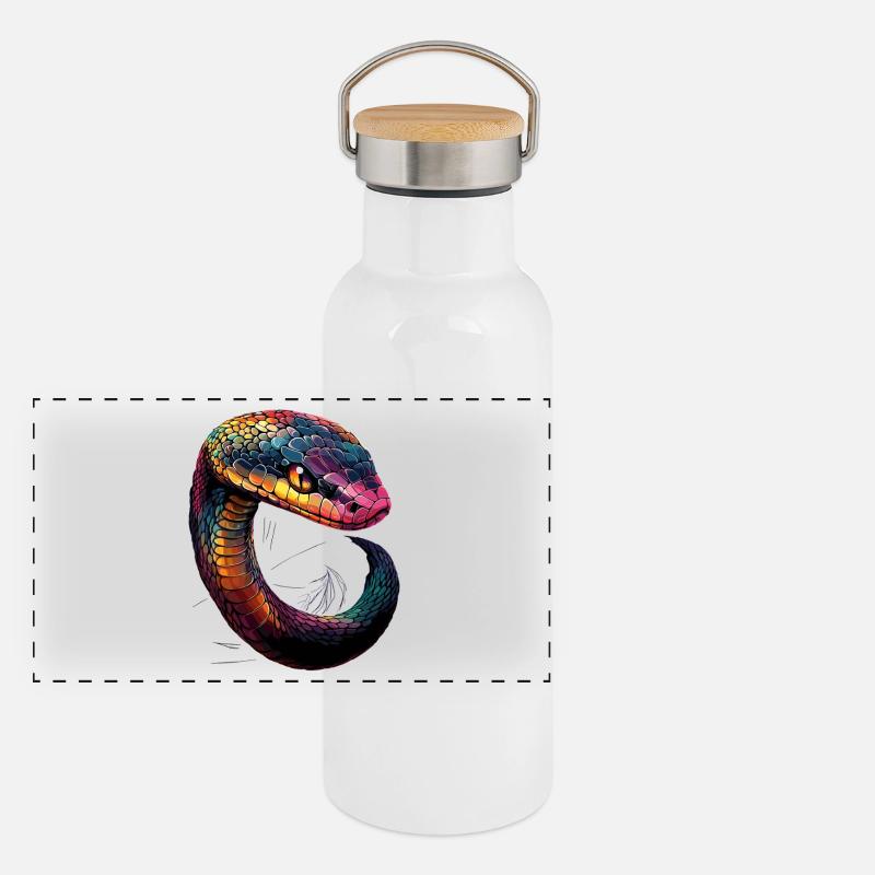 snake, python, cobra, rattlesnake, snakes Panoramic Thermal Bottle with Bamboo Lid