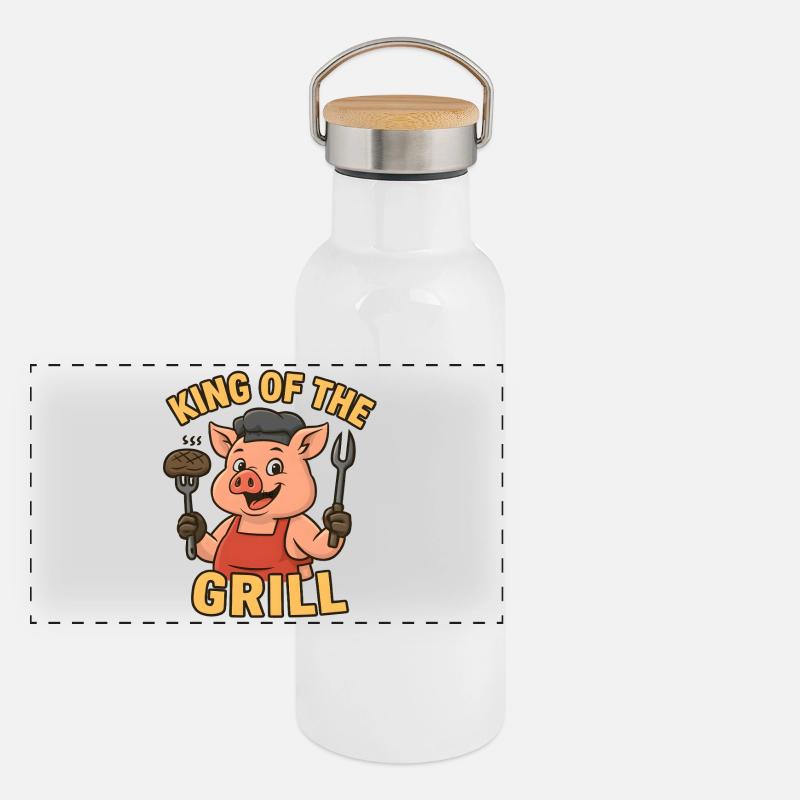 Grill Master Pig – Roi du barbecue Gourde isotherme avec bouchon en bambou