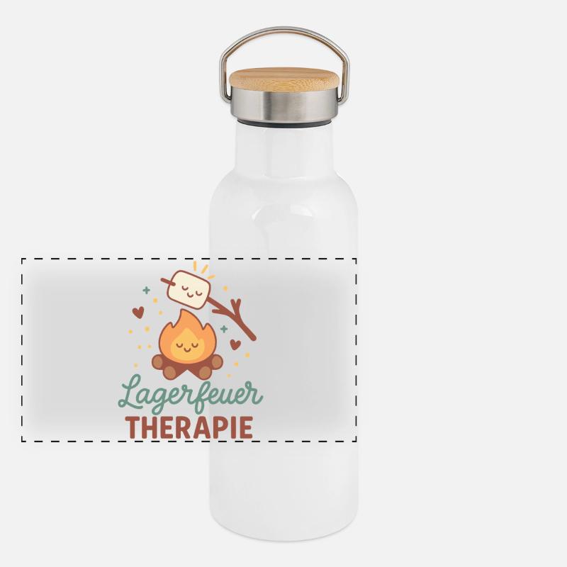 Campfire Therapy Camping Adventure Camper Nature Panoramic Thermal Bottle with Bamboo Lid