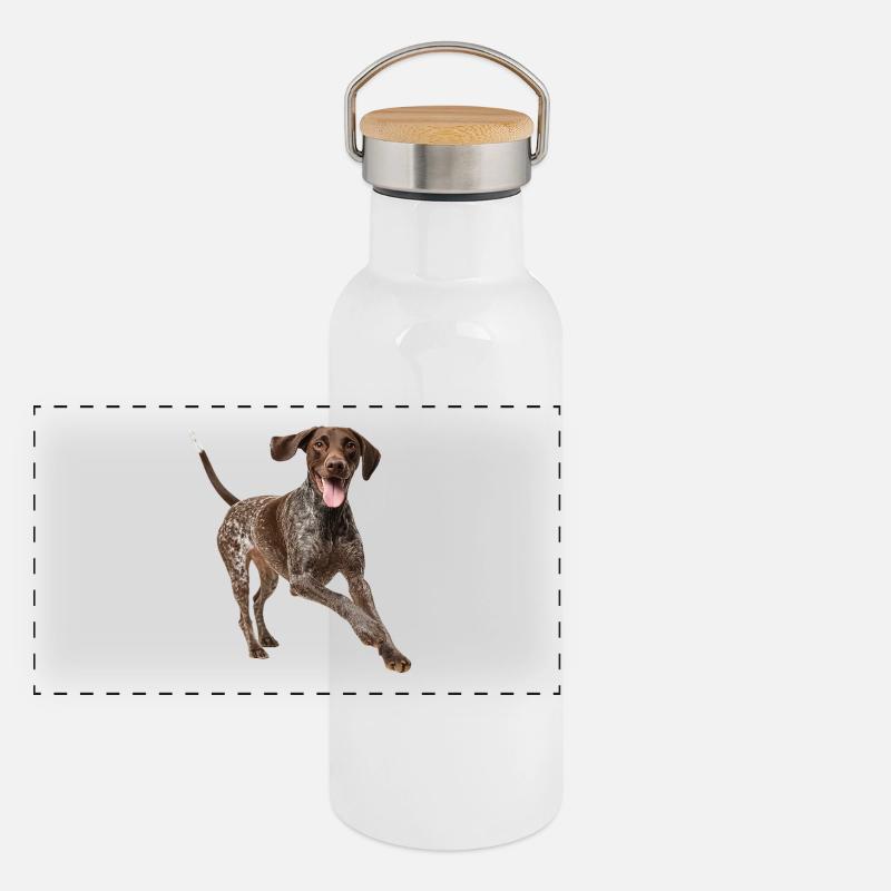German Shorthaired Pointer Deutsch Kurzhaar Panoramic Thermal Bottle with Bamboo Lid