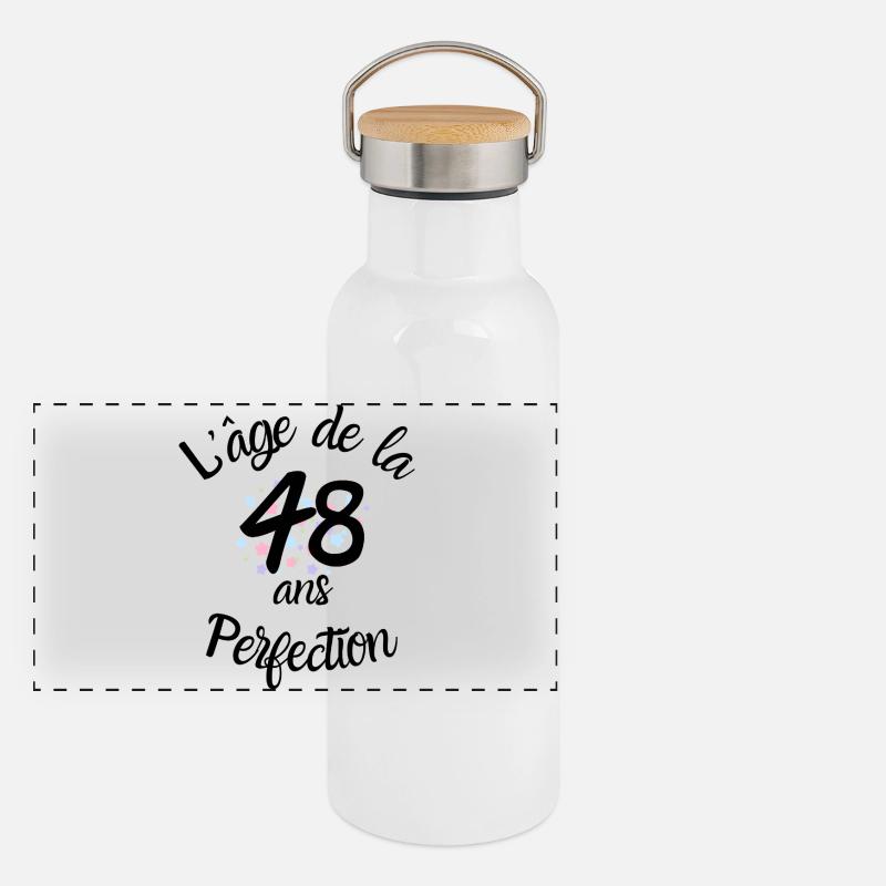48 ans, l'âge de la perfection Gourde isotherme avec bouchon en bambou