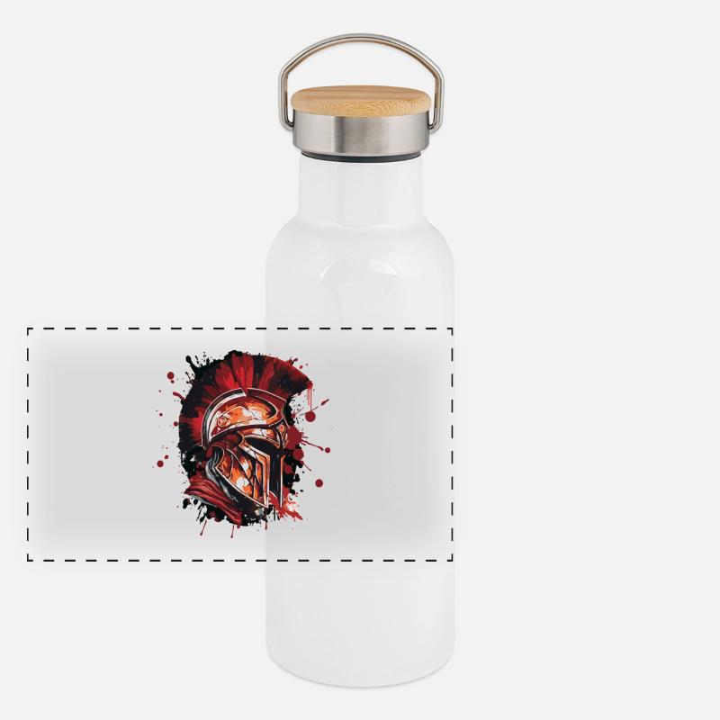 Spartaner Helm Krieger Gladiator Panorama Thermosflasche mit Bambusdeckel
