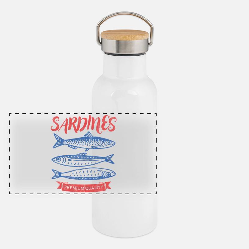 Sardinen Panorama Thermosflasche mit Bambusdeckel