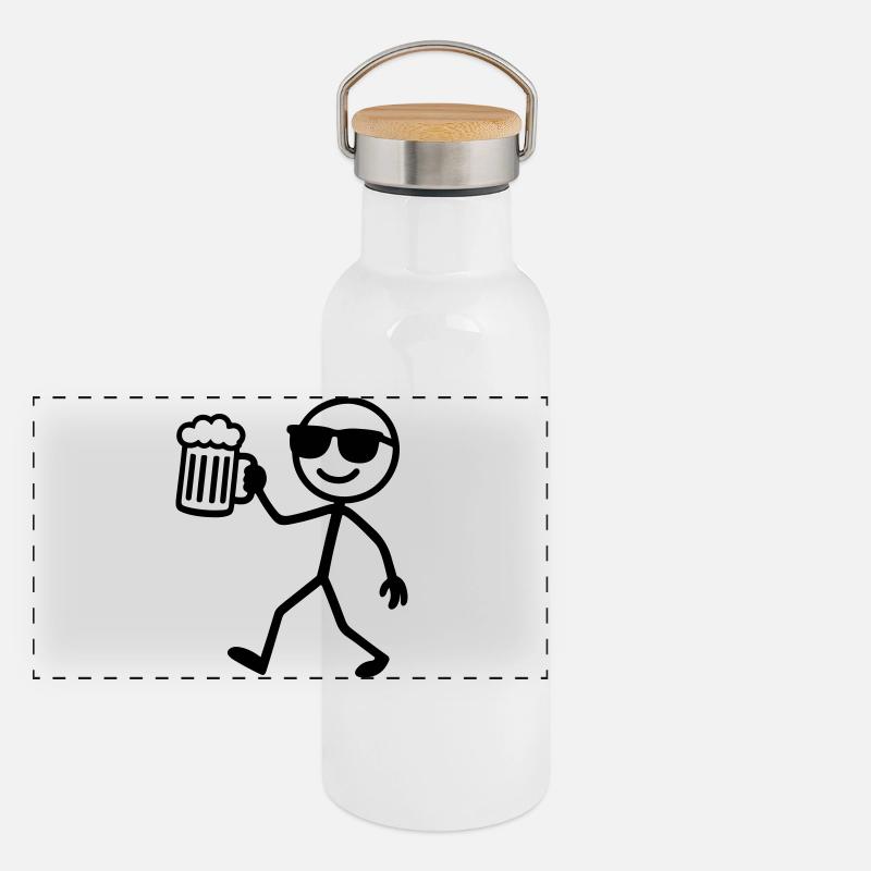 strichmännchen bier Panorama Thermosflasche mit Bambusdeckel