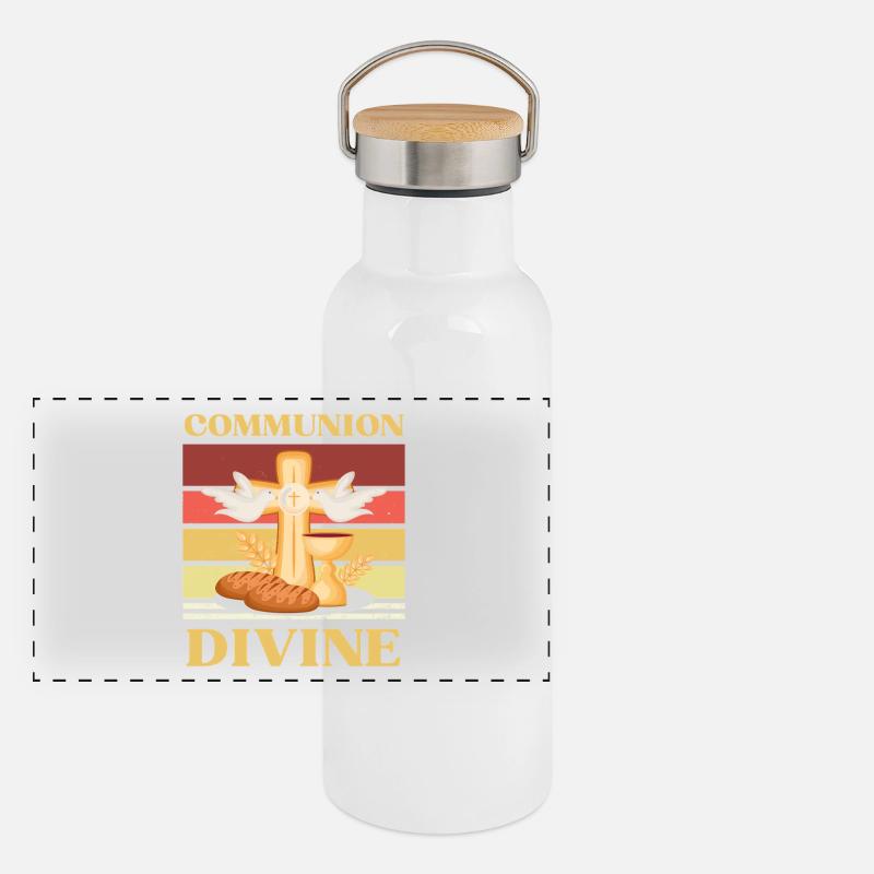 DIVINE COMMUNION - FIRST COMMUNION Panoramic Thermal Bottle with Bamboo Lid