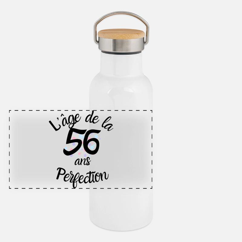 56 ans, l'âge de la perfection Gourde isotherme avec bouchon en bambou