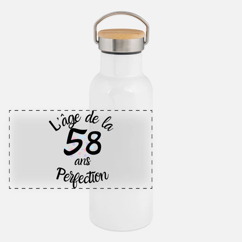 58 ans, l'âge de la perfection Gourde isotherme avec bouchon en bambou