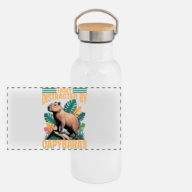 Drôle de Capybara Gourde isotherme avec bouchon en bambou