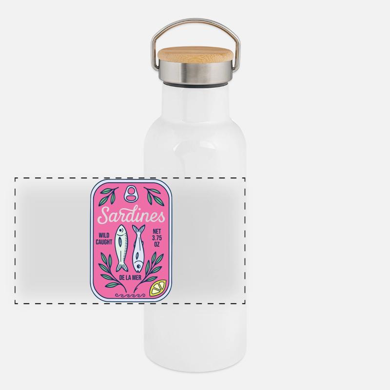 Sardinen Panorama Thermosflasche mit Bambusdeckel