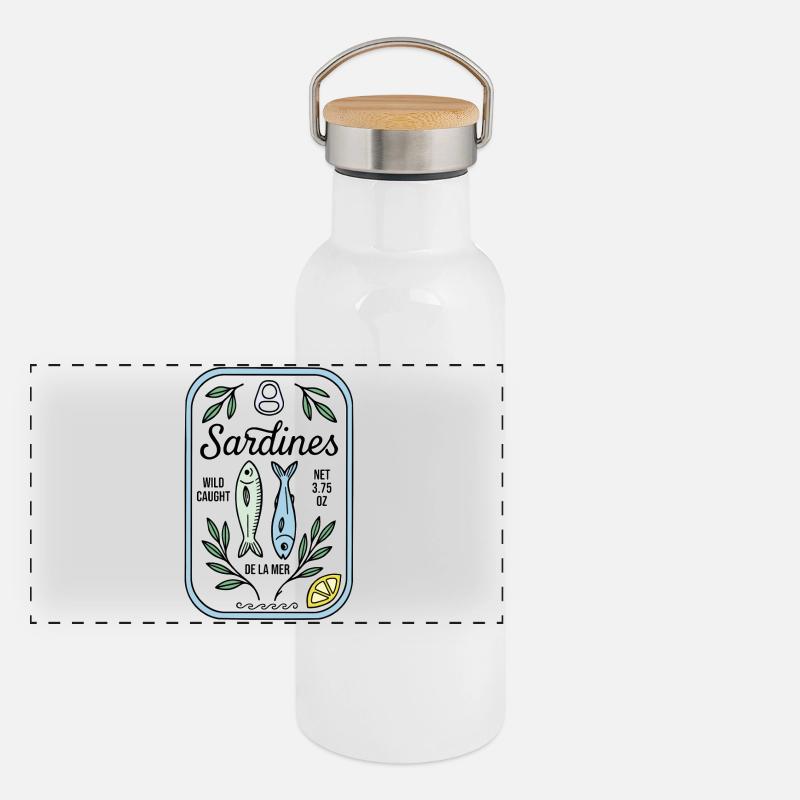 Sardinen Panorama Thermosflasche mit Bambusdeckel