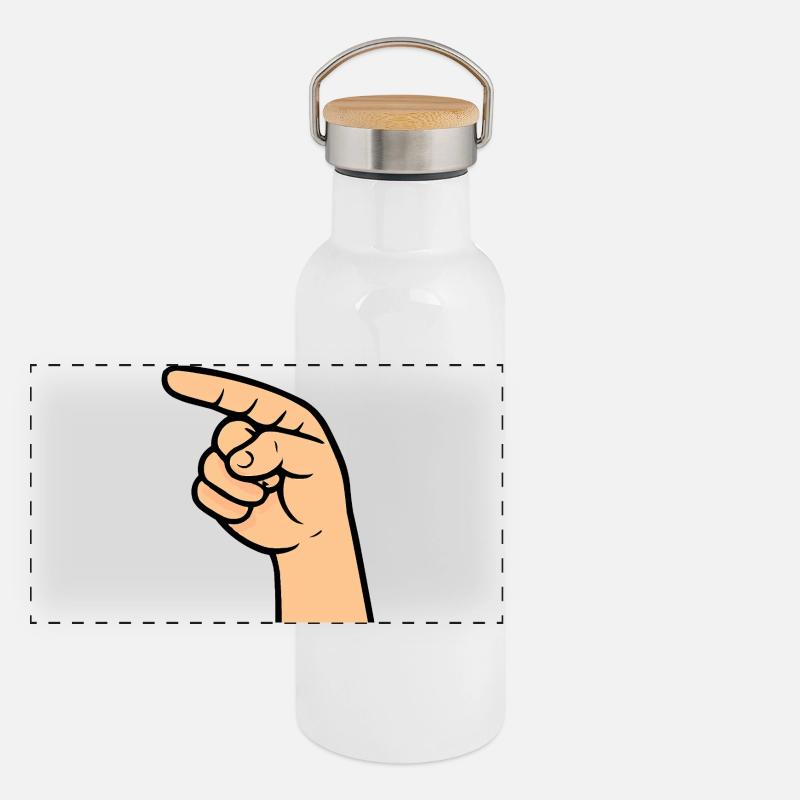 Hand Index Finger Comic Panoramic Thermal Bottle with Bamboo Lid