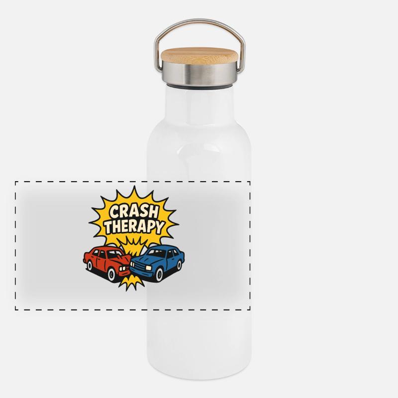 Demolition Derby Fan Pit Crew Crash Driver Fair Panorama Thermosflasche mit Bambusdeckel