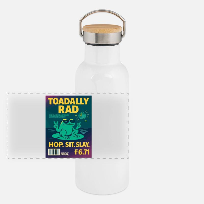 Toadally Rad Disco Frosch Magazin Panorama Thermosflasche mit Bambusdeckel