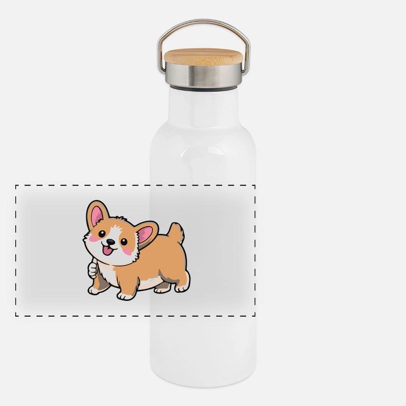 Corgi Tail Wagger Panoramic Thermal Bottle with Bamboo Lid