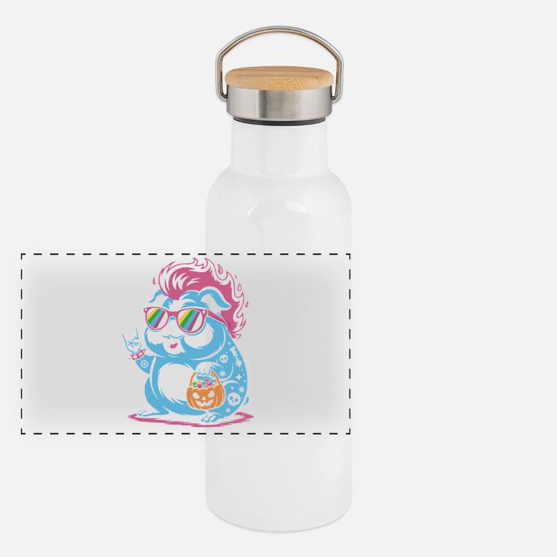Punk Hamster Cochon d’Inde Halloween Gourde isotherme avec bouchon en bambou