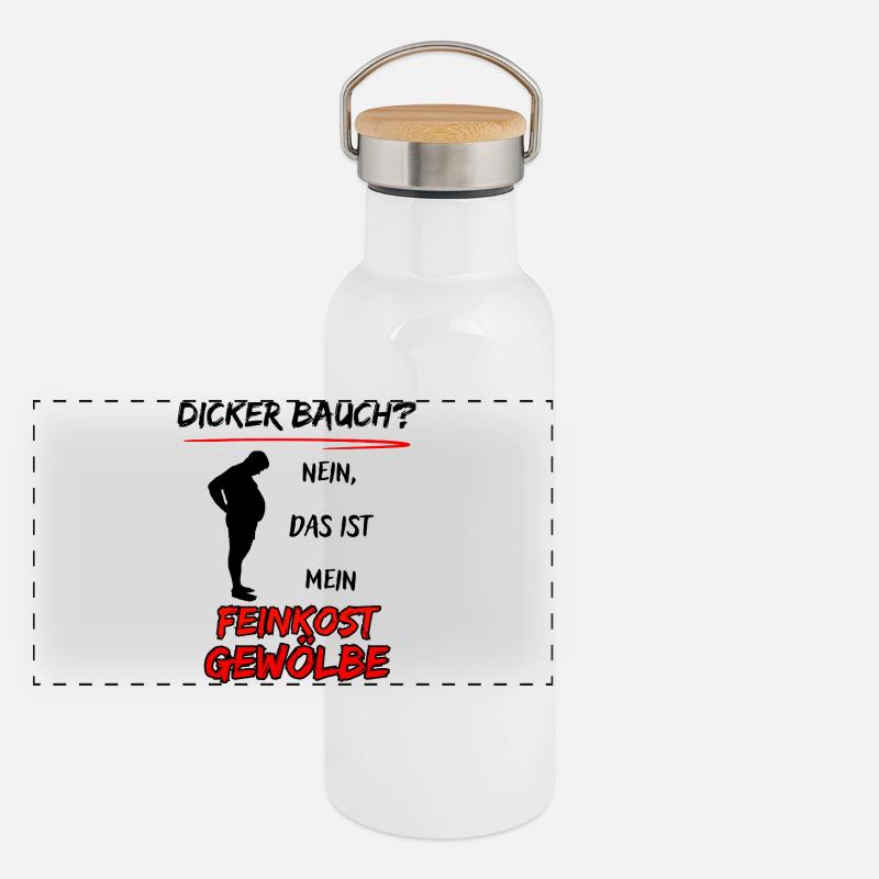 Dicker Bauch? nein das ist mein Feinkost Gewölbe Panorama Thermosflasche mit Bambusdeckel